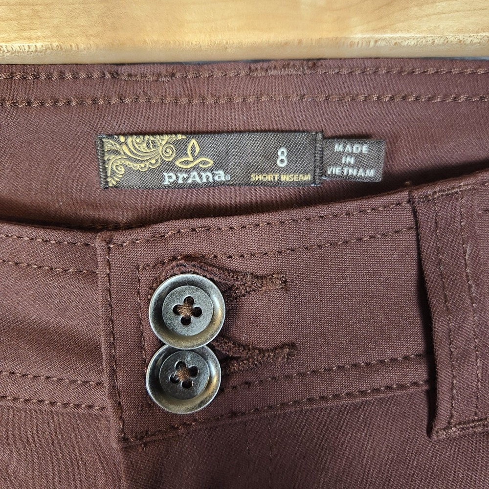 Prana Halle Pants Women's 8 Short Brown Hiking Outdoor Roll-up Straight Leg - Picture 7 of 8